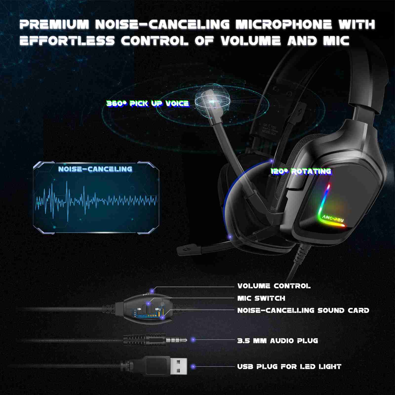 OEM Black Best Gaming Headset 2021 With RGB Light