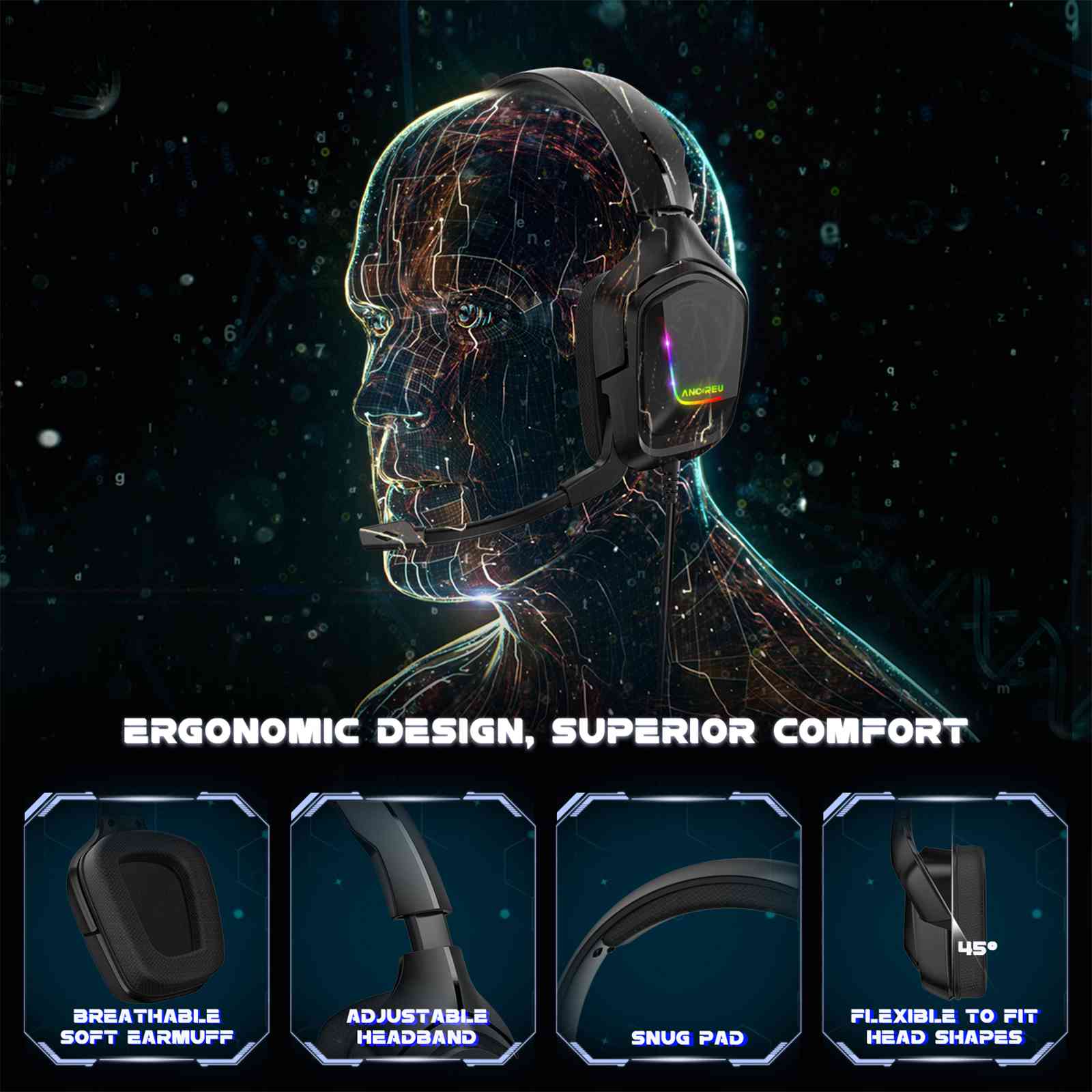 OEM Black Best Gaming Headset 2021 With RGB Light