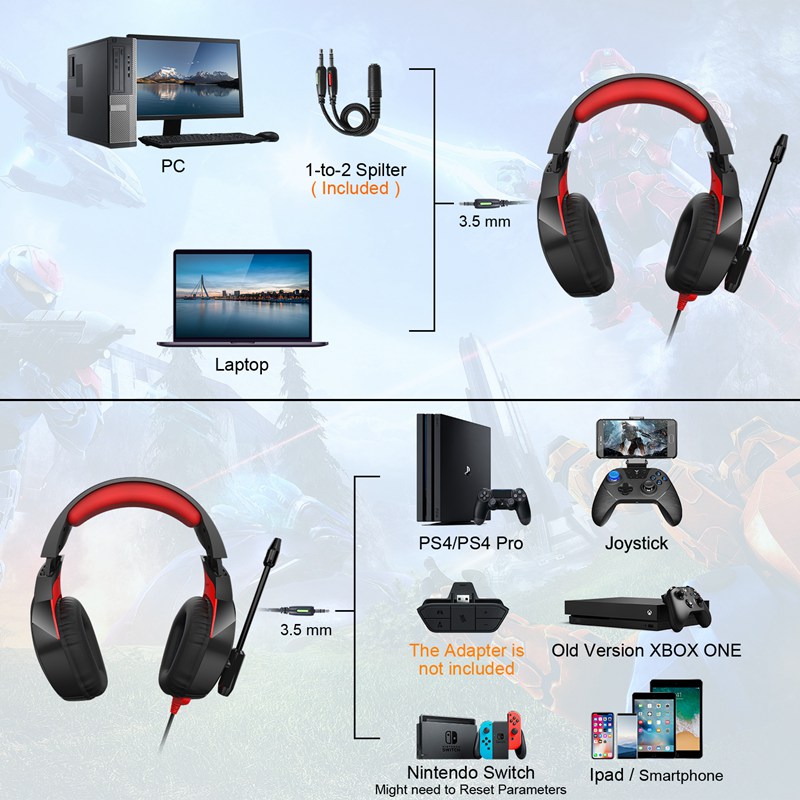 OEM Red Gaming Headset Cool Unique LED Light
