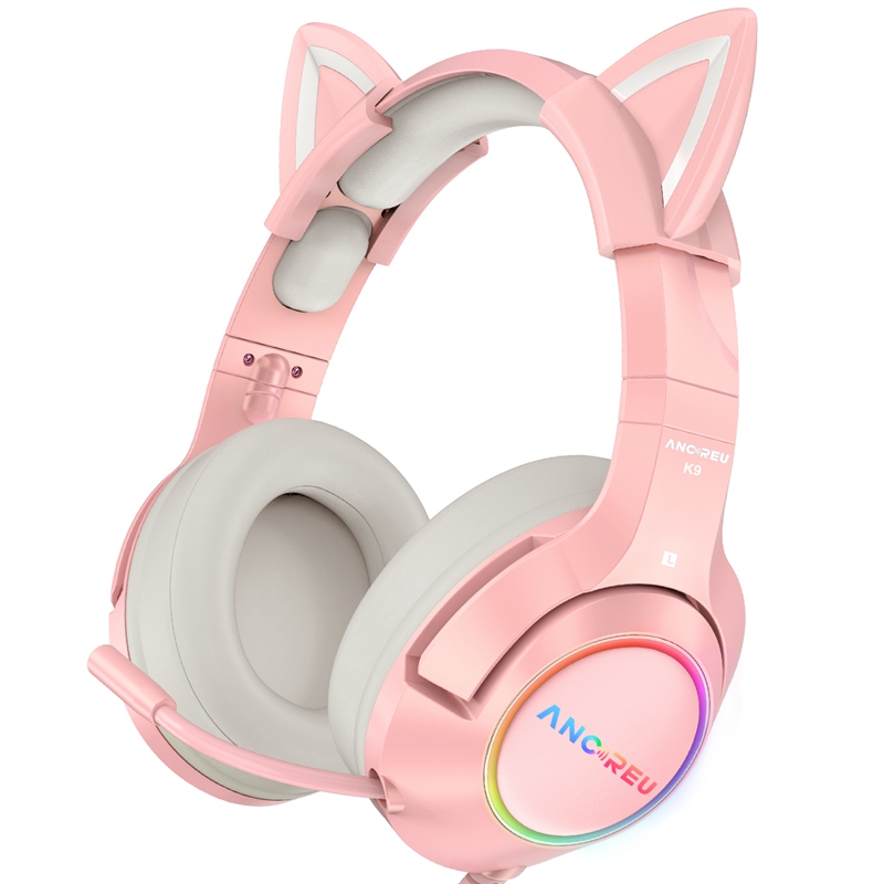 Custom Pink Gaming Headset Noise Canceling