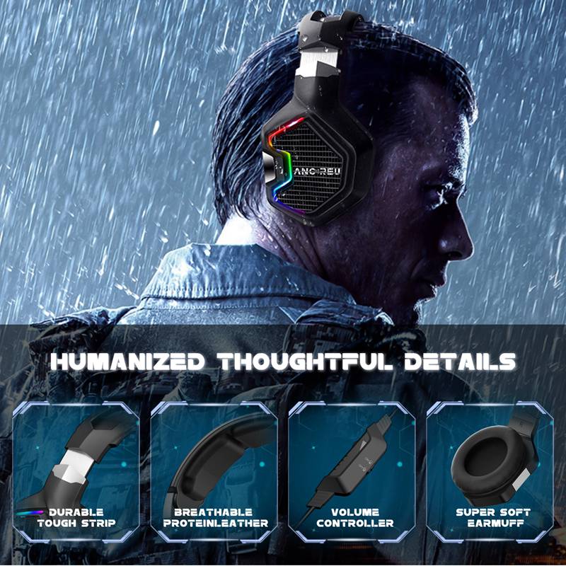 Factory Headphones For Gaming With Mic RGB Light