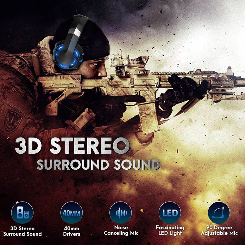 Factory Blue Gaming Headphones Adjustable
