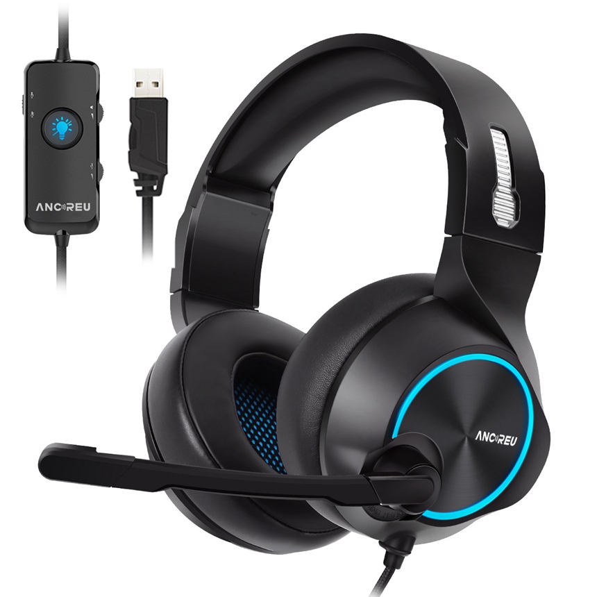 Customized Blue Gaming Headphones With RGB