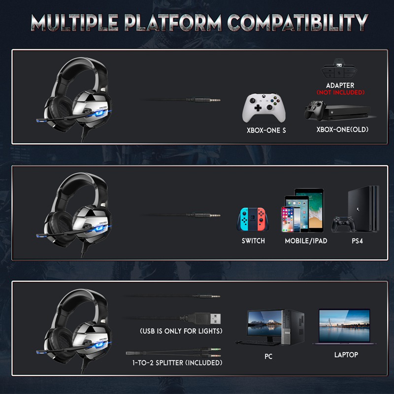 Factory Good Gaming Headphones Black Grey