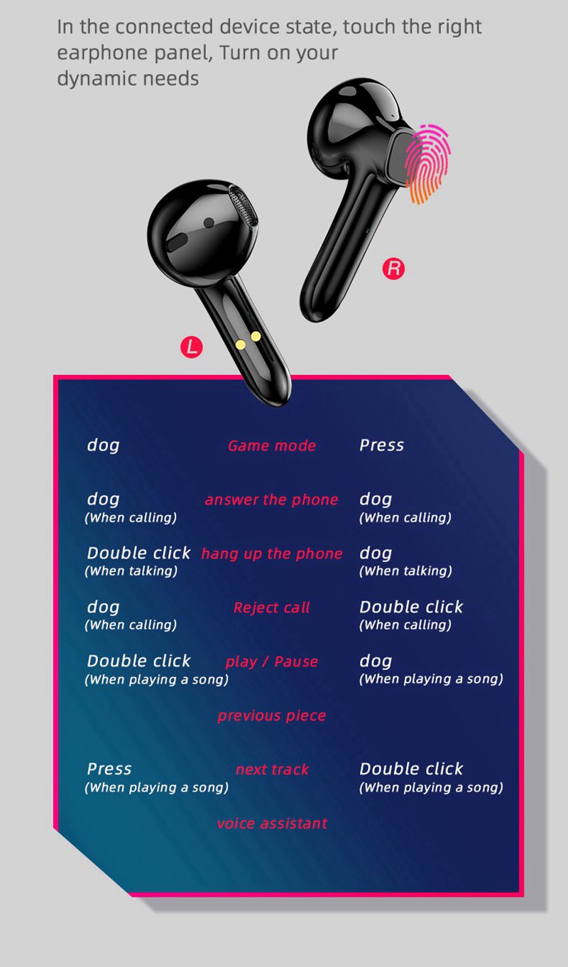 OEM LED Gaming Low Latency Wireless Earbuds with BT5.1