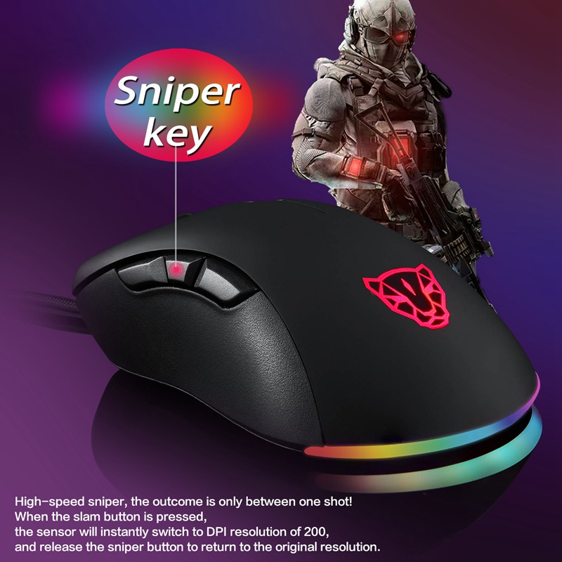 OEM 6400 DPI Wired Best Budget Gaming Mouse Macro Light