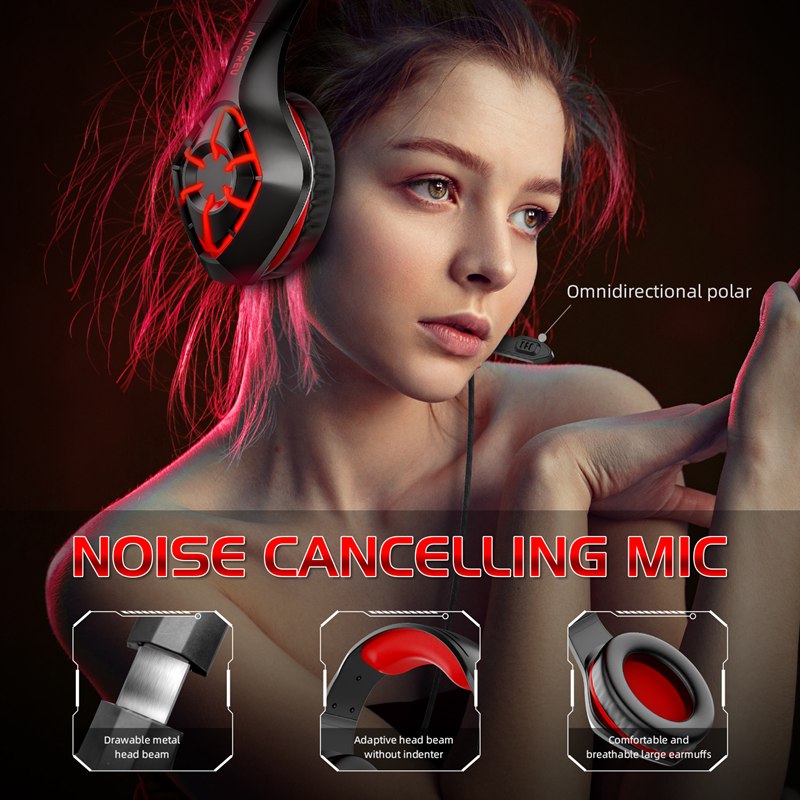 Custom RGB Wired Gaming Headphones With Mic