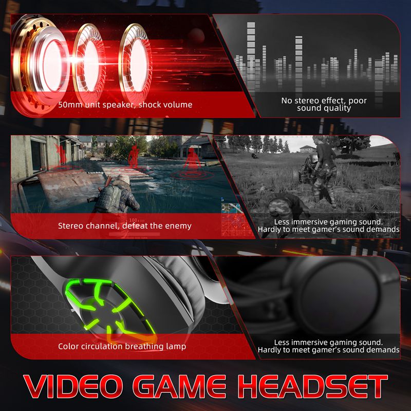 Custom RGB Wired Gaming Headphones With Mic