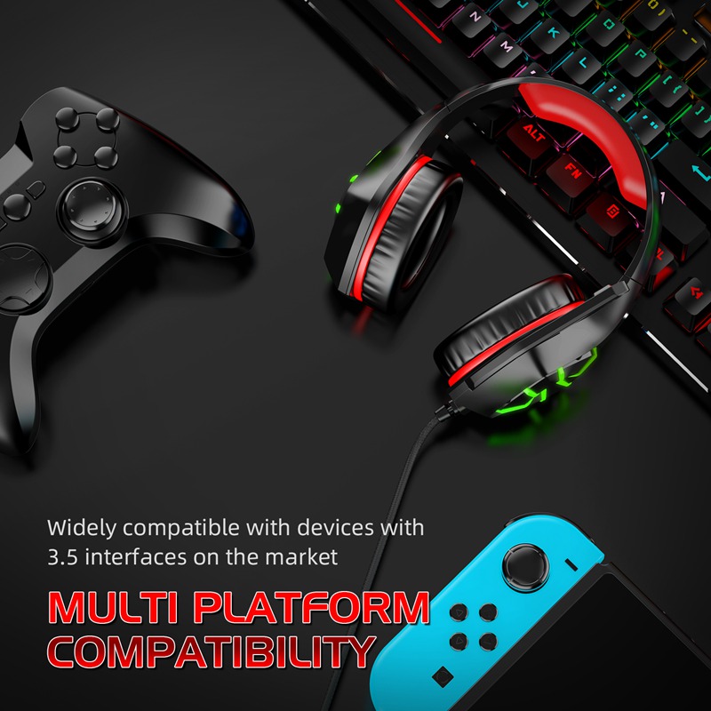 Custom RGB Wired Gaming Headphones With Mic