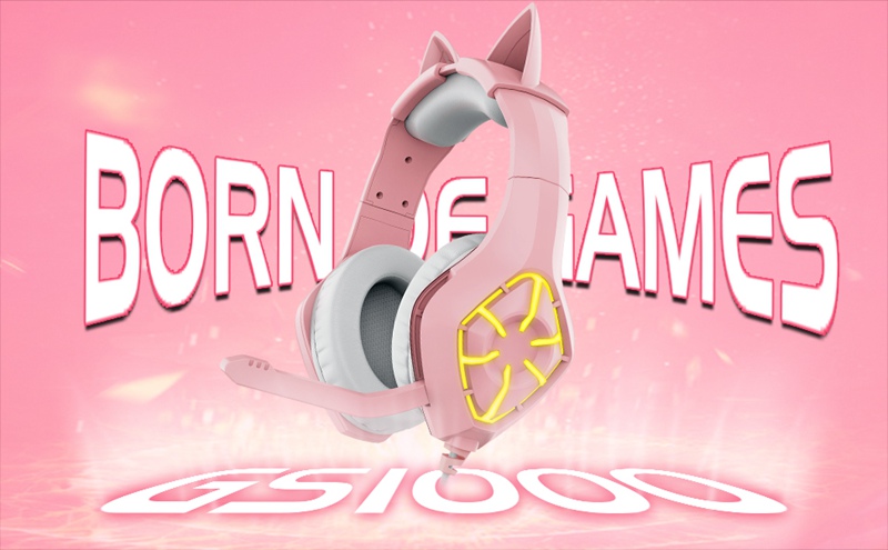 OEM 7-RGB Wired Headphone Gaming Pink with Detachable Ears