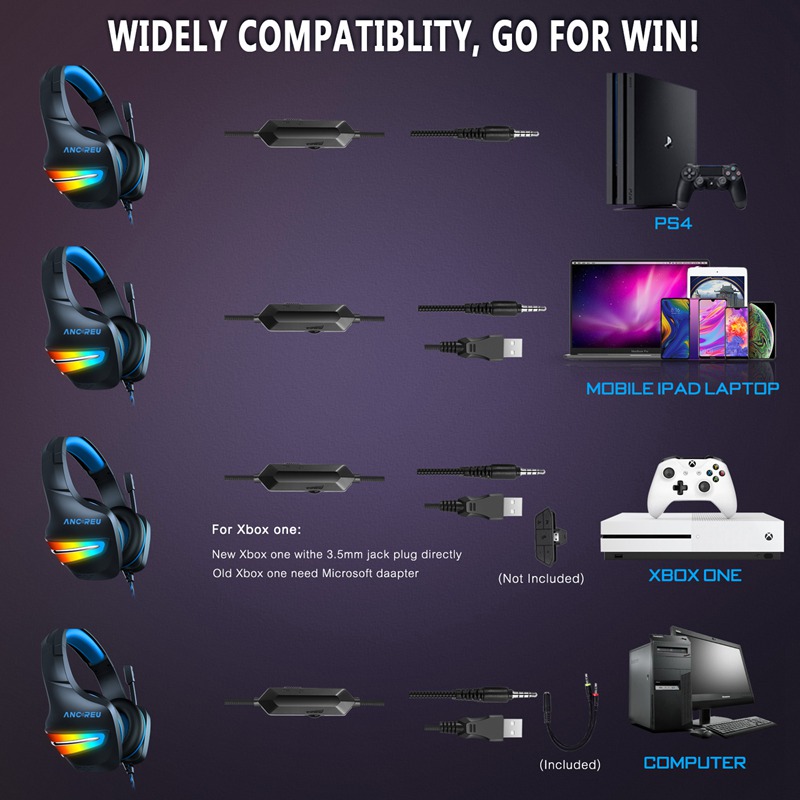 OEM Wired 7 RGB Gaming Headphones with Microphone