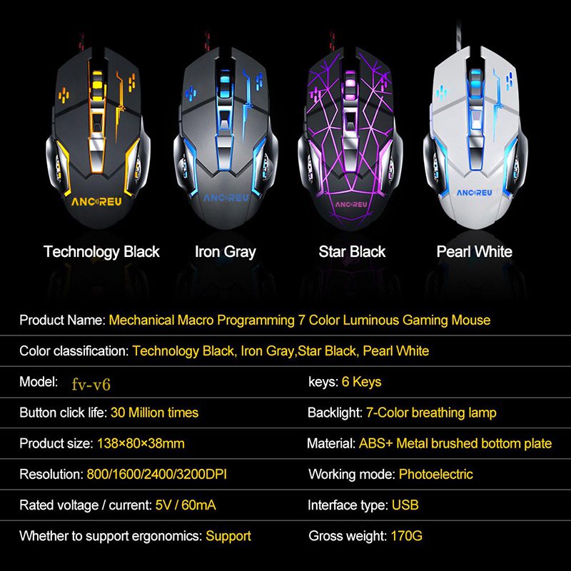 Factory 2022 RGB Light Gaming Computer Mouse