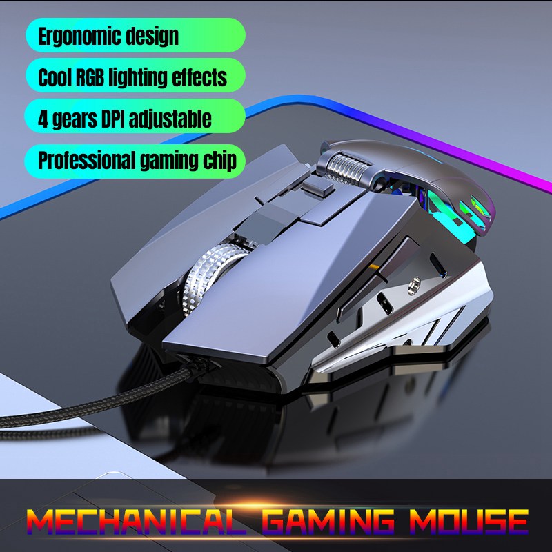 Custom 7200DPI RGB Lighting Ergonomic Gaming Mouse