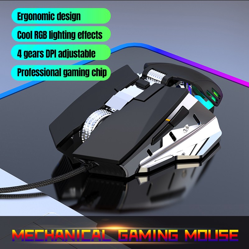 Custom 7200DPI RGB Lighting Ergonomic Gaming Mouse