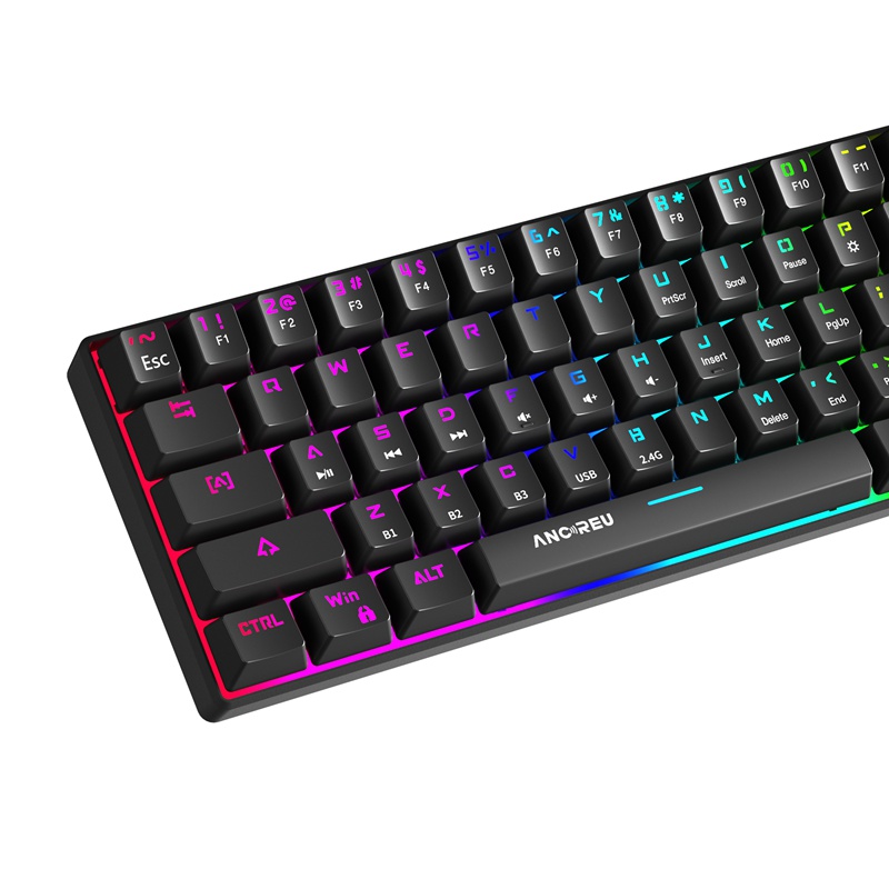 OEM Best Budget Wireless Gaming Keyboard RGB Wired+Bluetooth+2.4G