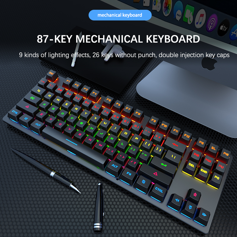 Wholesale 87 Keys USB Wired Gaming Keyboard