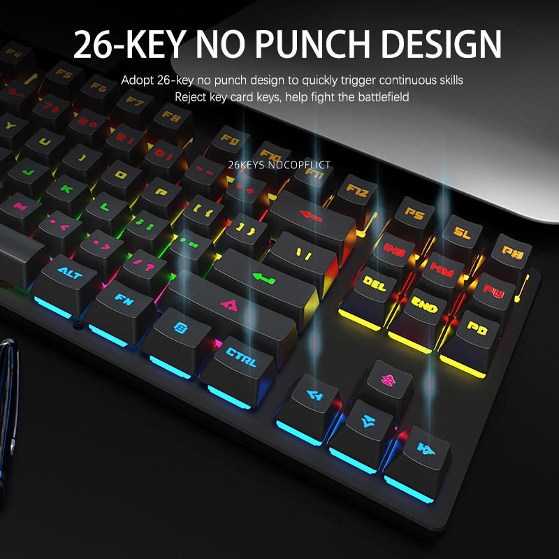 Wholesale 87 Keys USB Wired Gaming Keyboard
