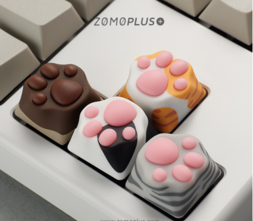 Zomoplus Silica Gel Cute Cat Paw Keycap ABS Double Shot