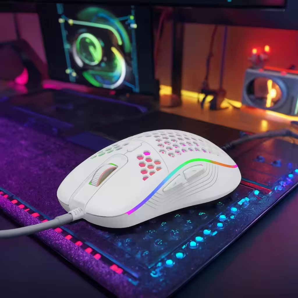 Wholesale 7200DPI Optical Gaming Mouse Ergonomic RGB USB Wired Mouse for Computer Office Gamer Mice Honeycomb White Gaming Mouse