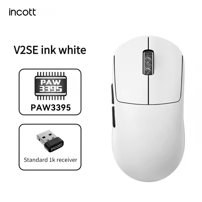 Incott G23V2 Pro Mouse Lightweight 55g Wireless Tri-mode PAW3950 DPI45000 IPS750 8Khz Gaming Mouse for Valorant/Dota 2/CSGO