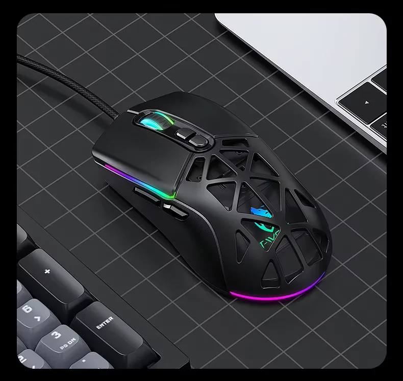 T-WOLF G520 Gaming Mouse RGB Luminous Gaming Mouse 7 Buttons Light Office Business Detachable Back Cover
