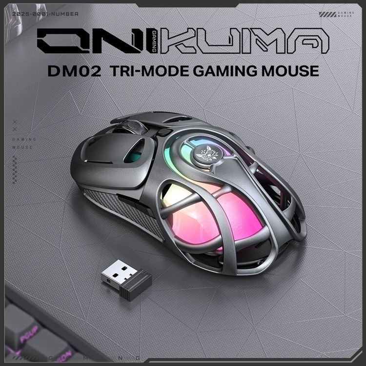 ONIKUMA DM02 2.4G Tri-Mode Ultralight Wireless Gaming Mouse 12800DPI RGB Ergonomic Mouse