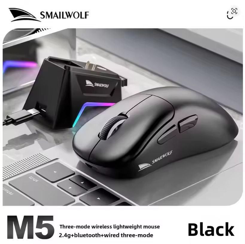 SMAILWOLF M5 Tri Mode Wireless Gaming Mouse PAW3311 Sensor Lightweight for Gaming/E-Sports Desktops & Laptops
