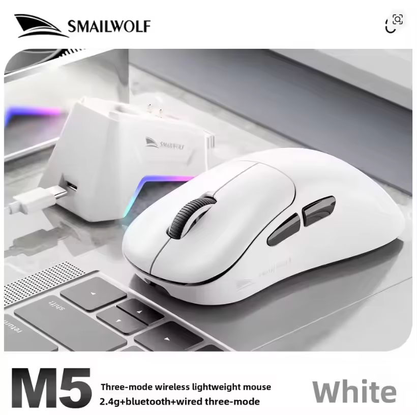 SMAILWOLF M5 Tri Mode Wireless Gaming Mouse PAW3311 Sensor Lightweight for Gaming/E-Sports Desktops & Laptops