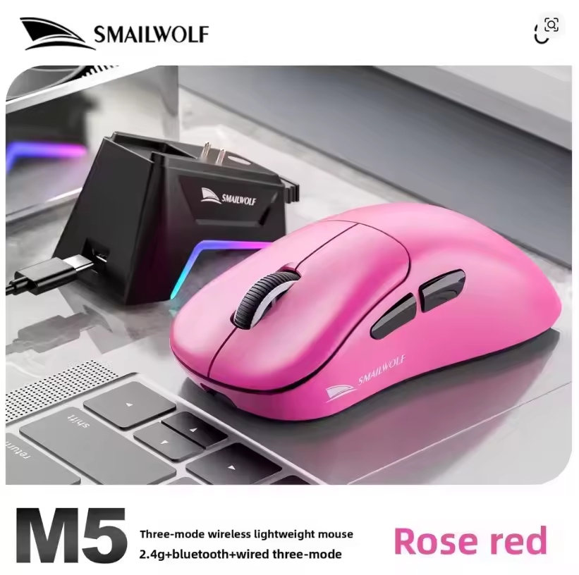 SMAILWOLF M5 Tri Mode Wireless Gaming Mouse PAW3311 Sensor Lightweight for Gaming/E-Sports Desktops & Laptops