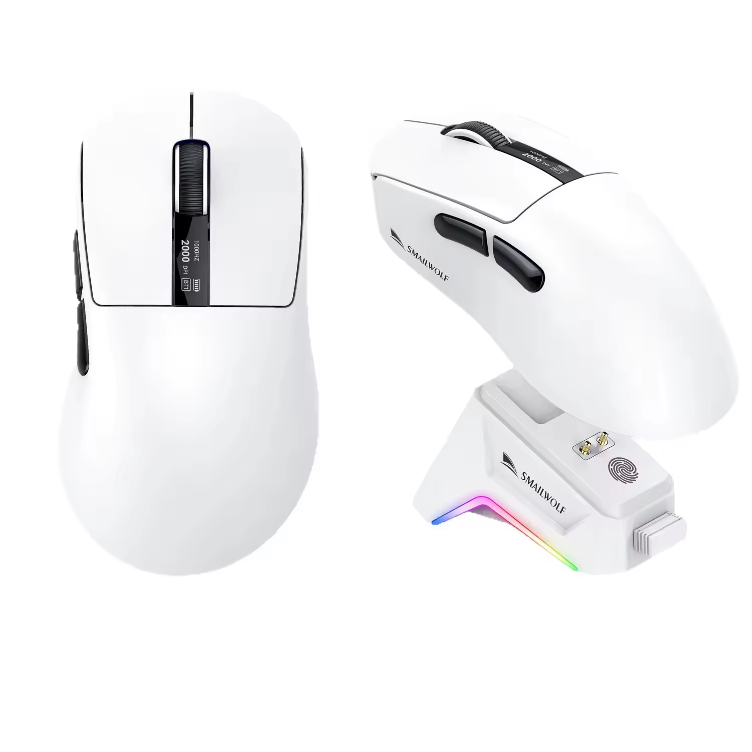 SMALLWOLF M6 Tri-Mode Wireless for BT Gaming Mouse Lightweight PAW3311 Sensor 120000DPI with Digital RGB Battery Charger Dock