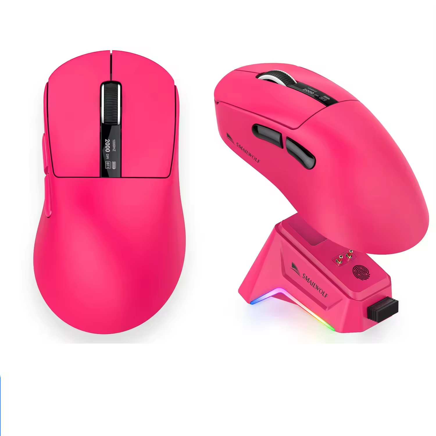 SMALLWOLF M6 Tri-Mode Wireless for BT Gaming Mouse Lightweight PAW3311 Sensor 120000DPI with Digital RGB Battery Charger Dock